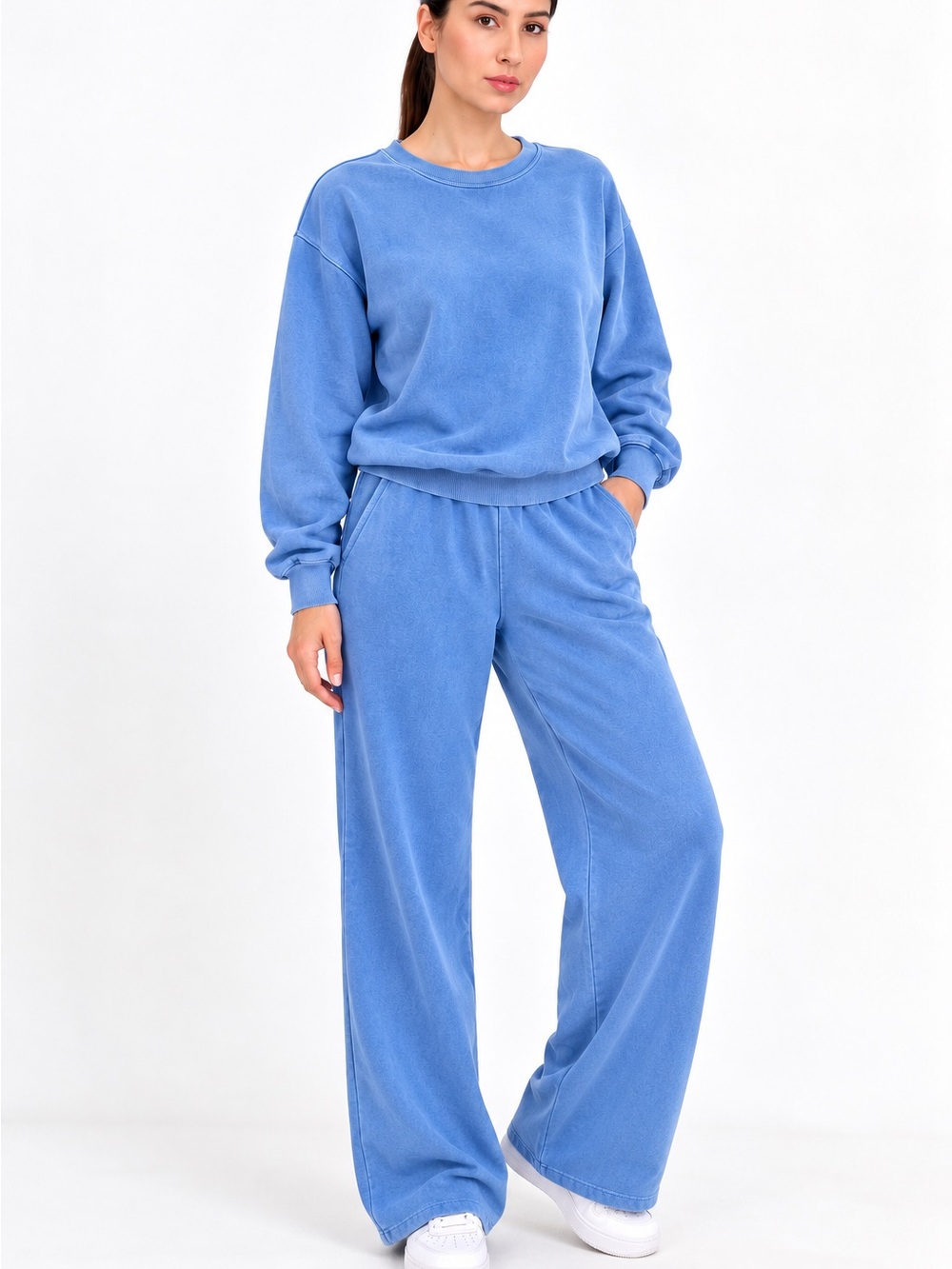 Old Navy Soft Blue Wide-Leg Sweatpants and Sweatshirt SET